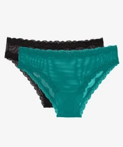 SAS Panties Lace Trim Cheeky Panty 2 Pack | Fanfare/Black Hue