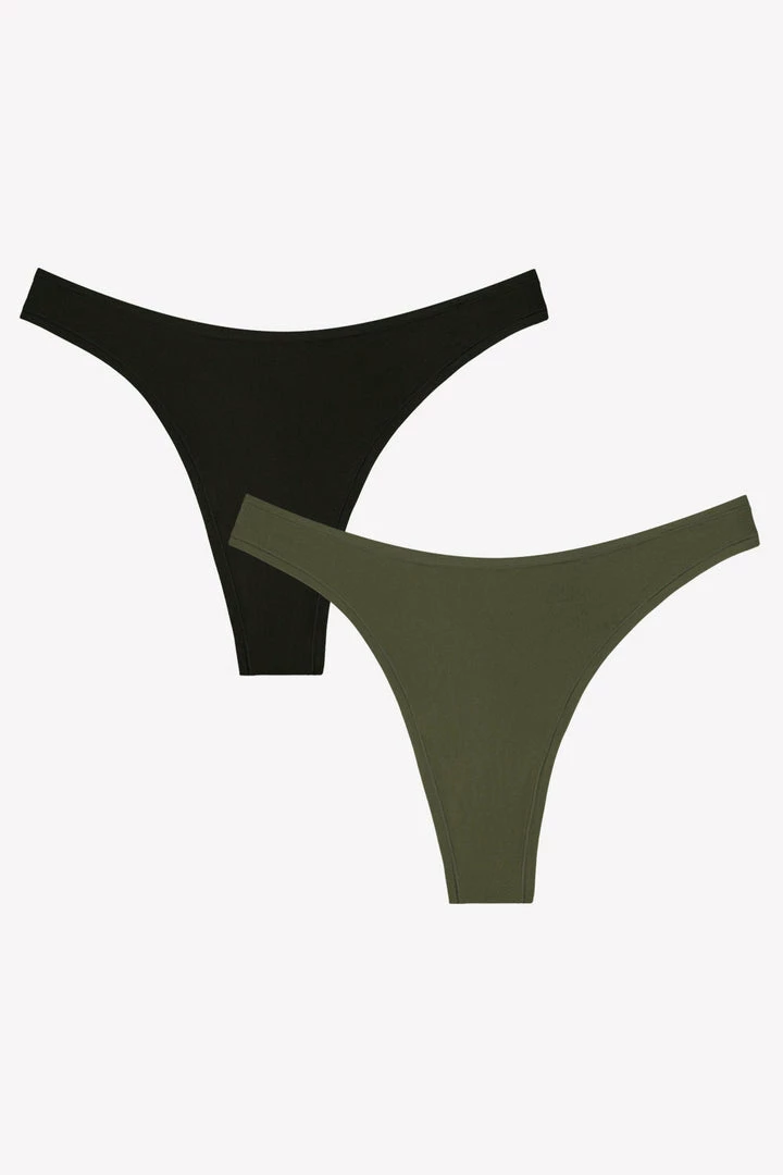 SAS Panties The Naked Dip Front Thong 2 Pack | Olive Night/Black Hue Stretch 6 SAS Panties The Naked Dip Front Thong 2 Pack | Olive Night/Black Hue Stretch