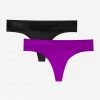 SAS No-Show Thong 2 Pack | Black/Fierce Violet Panties