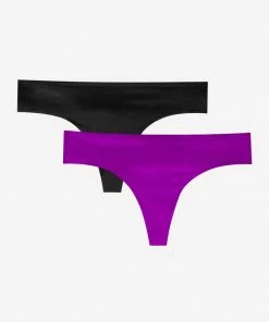 SAS No-Show Thong 2 Pack | Black/Fierce Violet Panties