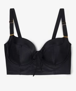 SAS Long Lined Underwire Bikini Top | Black Hue