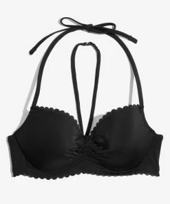 SAS Swimwear Swim Secret Halter Bikini Top | Black Hue W/ Scallops
