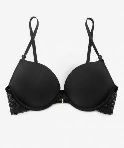 SAS Bras Add 2 Cup Sizes Push-Up Bra | Black Hue W Lace Wings
