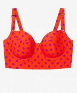 SAS Long Lined Underwire Bikini Top | Bright Polka Dot Print Plus Size Bikini Tops