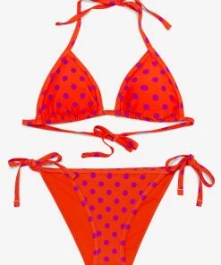 SAS Swimwear Triangle String Bikini Set | Bright Polka Dot Print