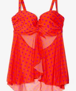 SAS Twist Bandeau Tankini Top | Bright Polka Dot Print