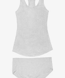 SAS Lounge & Sleepwear Comfort Cotton Rib Tank Top & Shorts Sleep Set | Light Grey Heather Cotton