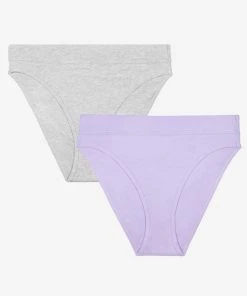 SAS Comfort Cotton High-Waisted  Brief  Panty 2 Pack | Lilac Iris Cotton/Light Grey Heather Cotton Panties