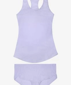 SAS Comfort Cotton Rib Tank Top & Shorts Sleep Set | Lilac Iris Cotton Lounge & Sleepwear