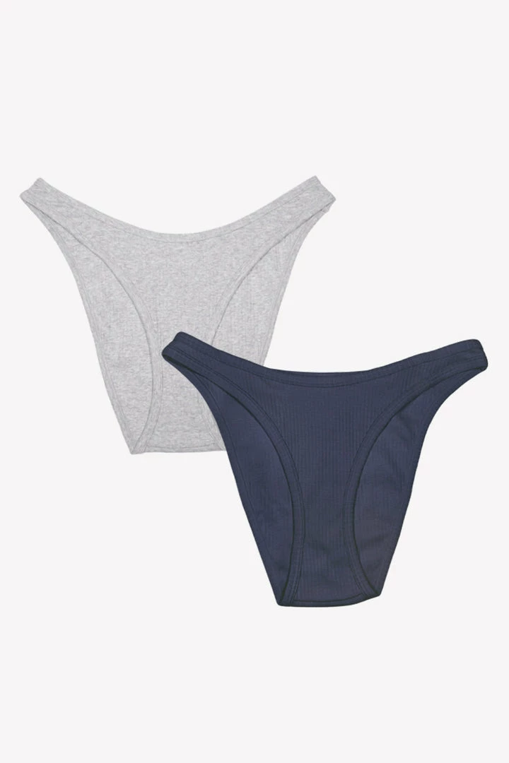 SAS Comfort Cotton Rib High-Leg Bikini Panty 2 Pack | Navy Highlight/Grey Heather Panties 7 SAS Comfort Cotton Rib High-Leg Bikini Panty 2 Pack | Navy Highlight/Grey Heather Panties