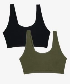 SAS Bras The Naked Scoop Neck Bralette 2 Pack | Olive Night/Black Hue Stretch