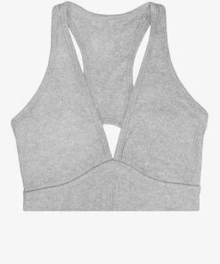 SAS Comfort Cotton Rib Cut-Out Racerback Bralette | Light Grey Heather Cotton