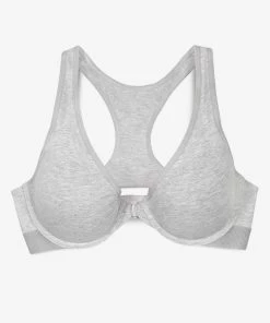 SAS Bras Comfort Cotton Front & Back Close Racerback Bra | Light Grey Heather Cotton