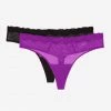 SAS Lace Trim Thong Panty 2 Pack | Fierce Violet/Black