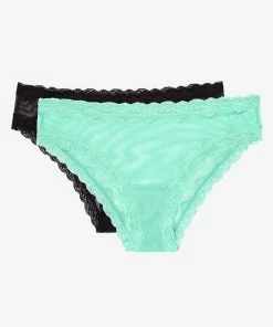SAS Lace Trim Cheeky Panty 2 Pack | Mint Chip/Black Hue