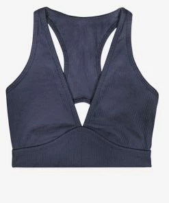 SAS Comfort Cotton Rib Cut-Out Racerback Bralette | Navy Highlight Bralettes