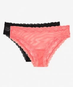 SAS Lace Trim Cheeky Panty 2 Pack | Punchy Peach/Black Hue Panties