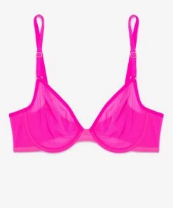 SAS Bras Sheer Mesh Demi Underwire Bra | Electric Pink Mesh
