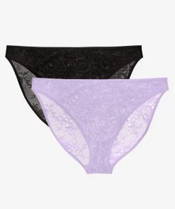 SAS Mesh High Leg Panty 2 Pack | Black Hue/Lilac Iris Smooth Lace