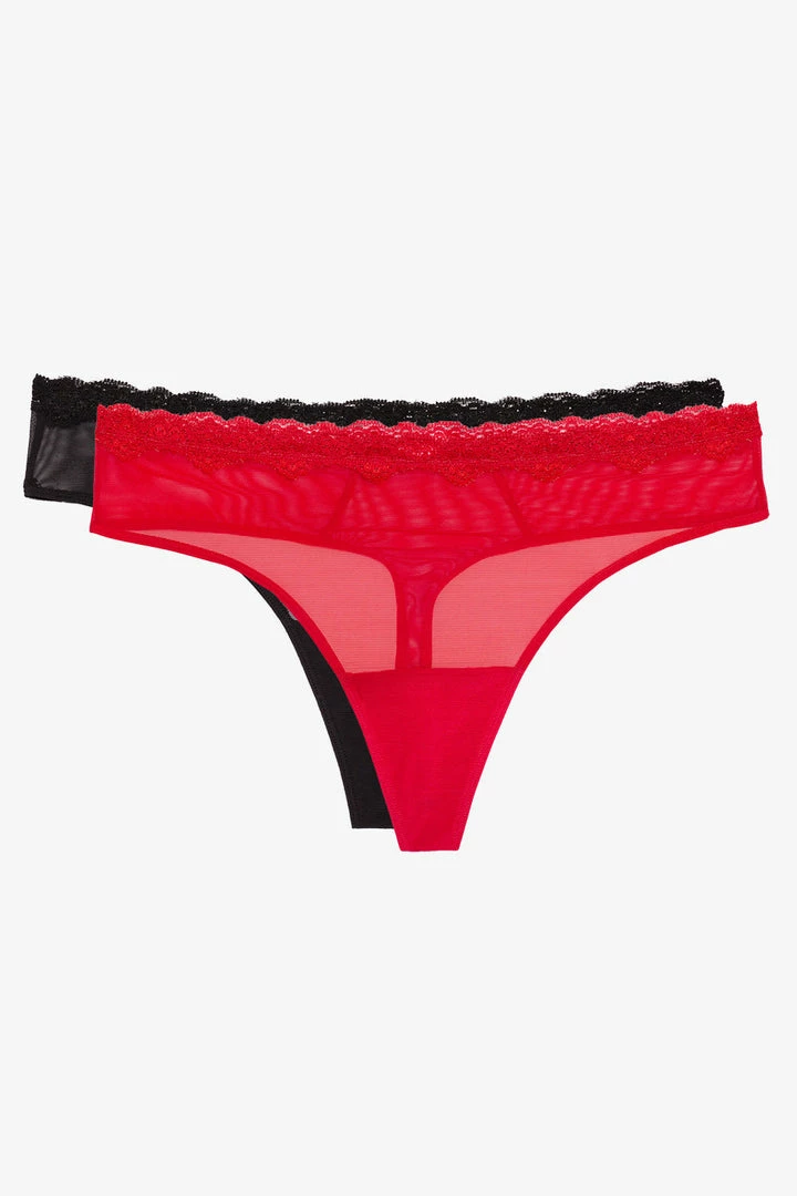 SAS Panties Lace Trim Thong Panty 2 Pack | Crantastic/Black Hue 1 SAS Panties Lace Trim Thong Panty 2 Pack | Crantastic/Black Hue