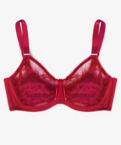 SAS Bras Plus Size Retro Lace & Mesh Unlined Underwire Bra | No No Red Lace 9 SAS Bras Plus Size Retro Lace & Mesh Unlined Underwire Bra | No No Red Lace