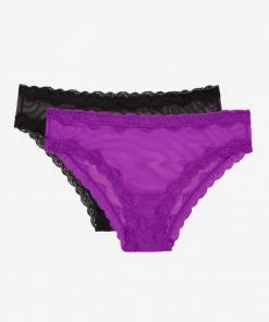 SAS Lace Trim Cheeky Panty 2 Pack | Fierce Violet/Black Hue