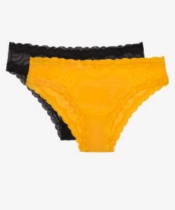 SAS Lace Trim Cheeky Panty 2 Pack | Saffron/Black Hue Panties