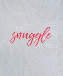 SAS Lounge & Sleepwear Oversized Graphic V-Neck Sleep Shirt | Heather Grey Snuggle