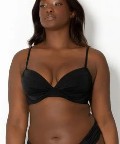 SAS Swimwear Swim Secret Convertible Push-Up Bikini Top | Black Hue