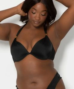 SAS Swim Secret Push-Up Halter Bikini Top | Black Hue Swimwear