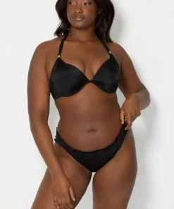 SAS Swimwear Swim Secret Ruffled And Ruched Back Bikini Bottom | Black Hue