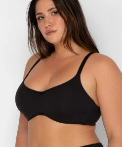 SAS Comfort Cotton Scoop Neck Unlined Underwire Bra | Black Hue Cotton
