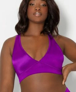 SAS Cut-Out Racerback Bralette | Fierce Violet Satin Bras