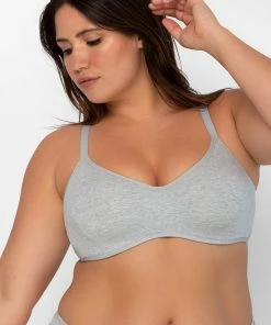 SAS Bras Comfort Cotton Scoop Neck Unlined Underwire Bra | Light Grey Heather Cotton