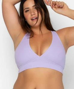 SAS Comfort Cotton Rib Cut-Out Racerback Bralette | Lilac Iris Cotton Bras