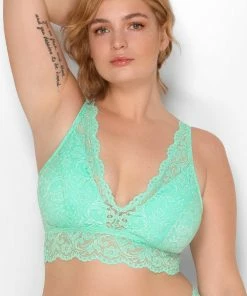 SAS Bras Signature Lace Deep V Bralette | Mint Chip