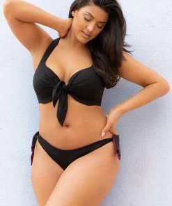 SAS Reversible Side-Tie Bikini Bottom | Black Hue W/ Purple Velvet