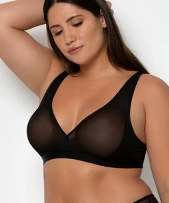 SAS Sheer Mesh Plunge Bralette | Black Hue Mesh Bras