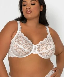 SAS Bras Plus Size Signature Lace Underwire Bra With Added Support | White Lace