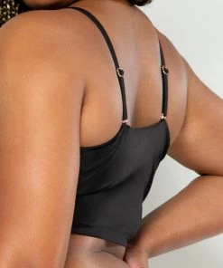 SAS Long Lined Bikini Top | Black Hue