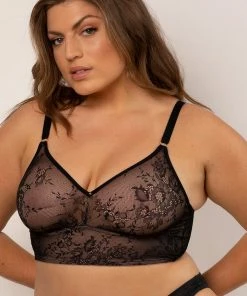 SAS Smooth Lace Longline Bralette | Black Hue Smooth Lace Bras