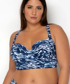 SAS Long Lined Underwire Bikini Top | Fluid Fantasy Print Plus Size Bikini Tops