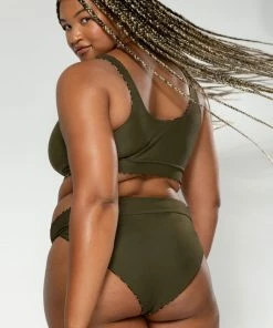 SAS Plus Size Bikini Tops Reversible Bralette Bikini Top | Classic Leopard/Olive Night