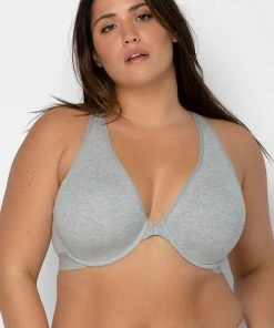 SAS Bras Comfort Cotton Front & Back Close Racerback Bra | Light Grey Heather Cotton