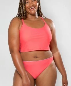 SAS Long Lined Bikini Top | Punchy Peach Plus Size Bikini Tops