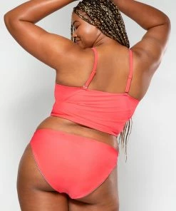 SAS Long Lined Bikini Top | Punchy Peach Plus Size Bikini Tops