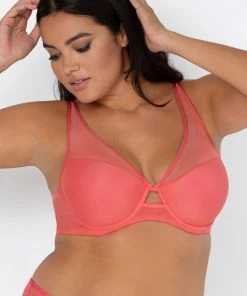 SAS Mesh Plunge Bra | Punchy Peach