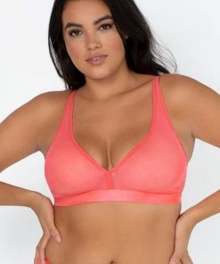 SAS Sheer Mesh Plunge Bralette | Punchy Peach Bras