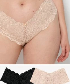 SAS Signature Lace Cheeky Panty 2 Pack | In The Buff/Black Hue Panties