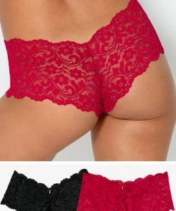 SAS Signature Lace Cheeky Panty 2 Pack | No No Red/ Black Hue